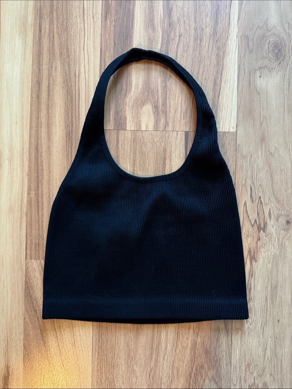 Cotton On Black Ribbed Halter Crop Top